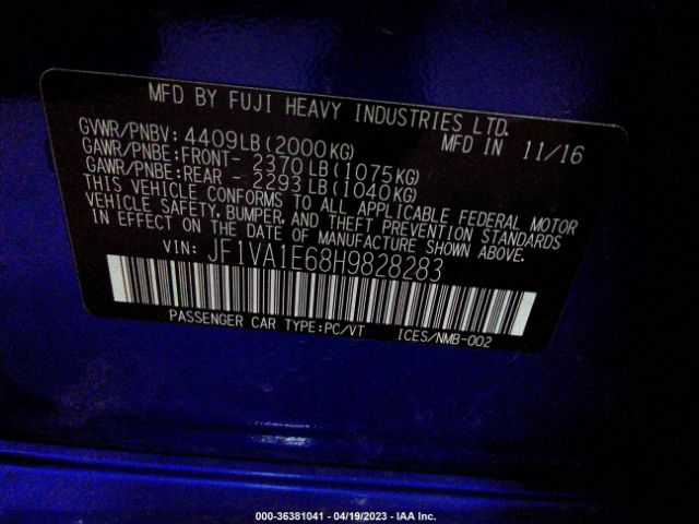 JF1VA1E68H9828283 Subaru Wrx Premium