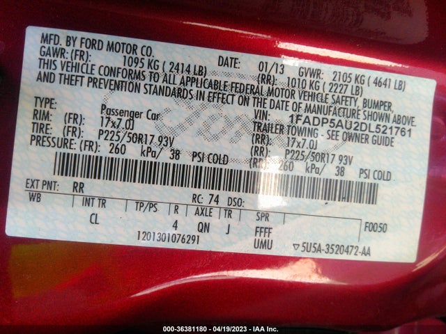 2013 FORD C-MAX HYBRID SE VIN: 1FADP5AU2DL521761