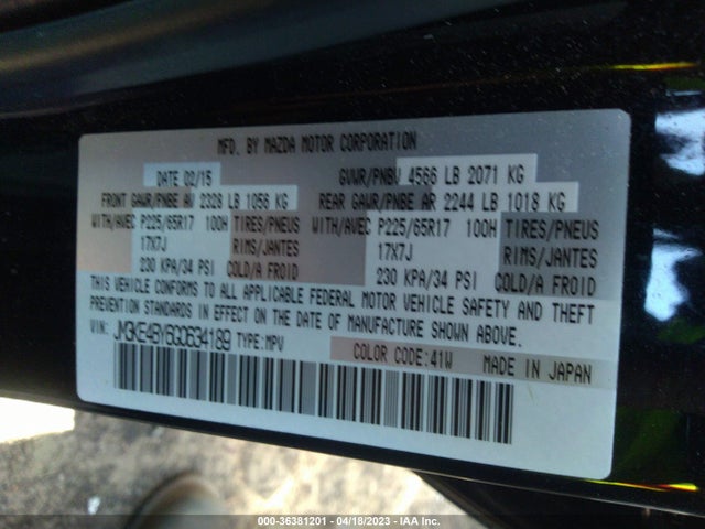 Mazda CX-5 SPORT 2016 JM3KE4BY6G0634189 Image 9
