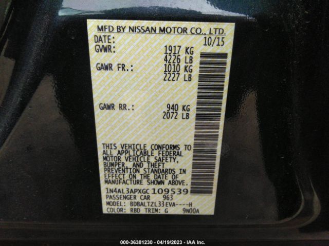 1N4AL3APXGC109539 Nissan Altima 2.5 Sl