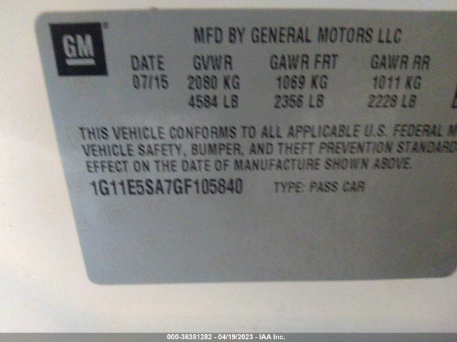 2016 CHEVROLET MALIBU LIMITED LTZ VIN: 1G11E5SA7GF105840