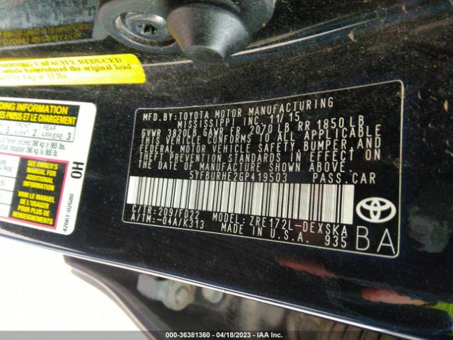 Toyota Corolla L/le/s/s Plus/le Plus 2016 5YFBURHE2GP419503 Image 9