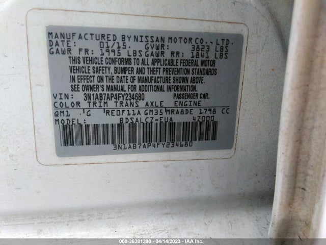 Nissan SENTRA S 2015 3N1AB7AP4FY234680 Image 11