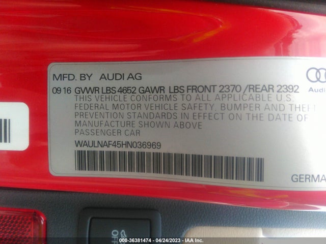 WAULNAF45HN036969 Audi A4 Premium Plus