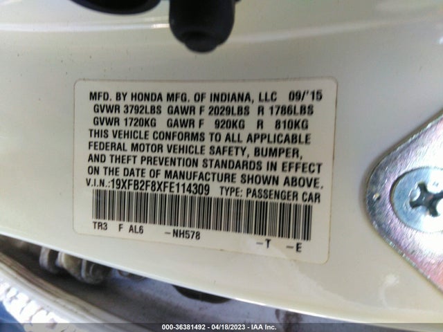 Honda Civic Sedan Ex 2015 19XFB2F8XFE114309 Image 11