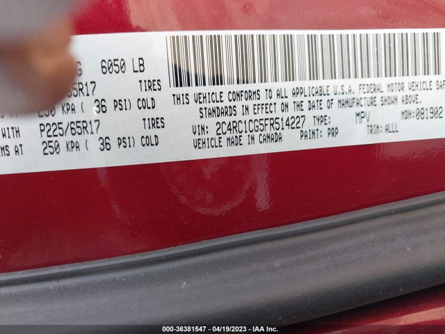 2C4RC1CG5FR514227 Chrysler Town & Country Touring-l