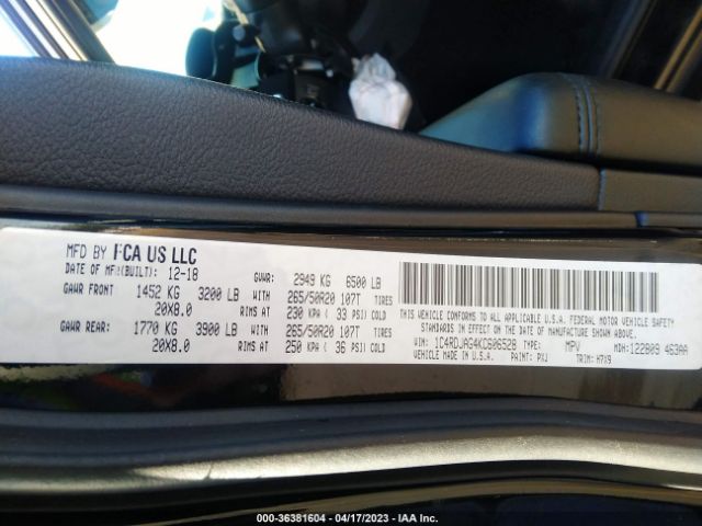 1C4RDJAG4KC606528 Dodge Durango Sxt Plus
