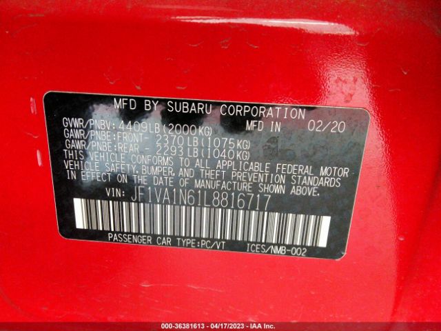 JF1VA1N61L8816717 Subaru Wrx Limited