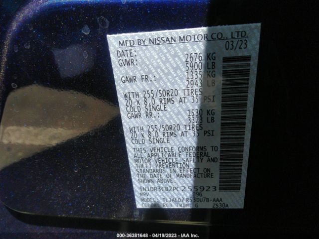 5N1DR3CB2PC255923 Nissan Pathfinder Sl