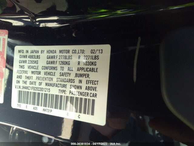 2014 Acura RLX, VIN: JH4KC1F92EC001215