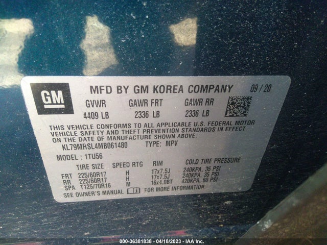 Chevrolet Trailblazer Lt 2021 KL79MRSL4MB061480 Image 9