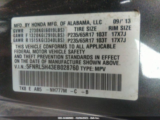 Honda ODYSSEY EX 2014 5FNRL5H43EB028760 Image 8