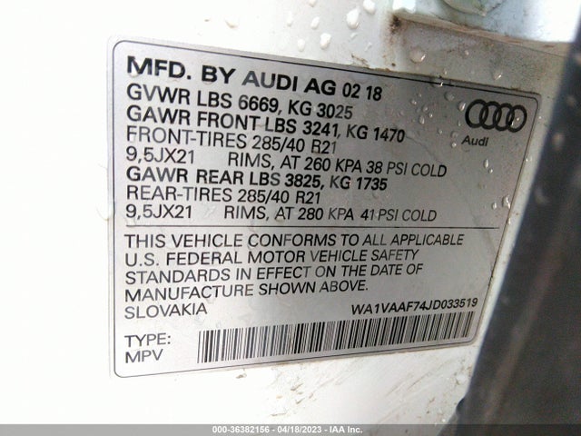 WA1VAAF74JD033519 Audi Q7 Prestige