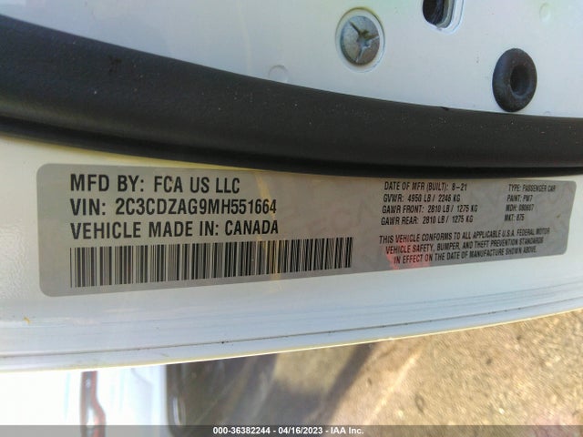 Dodge Challenger Sxt 2021 2C3CDZAG9MH551664 Image 9