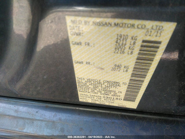 Nissan ALTIMA 2.5 2015 1N4AL3APXFN390180 Image 10