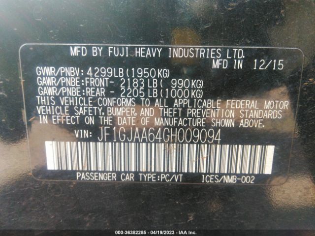 JF1GJAA64GH009094 Subaru IMPREZA SEDAN