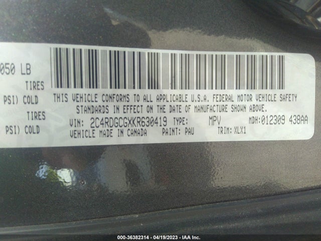 2C4RDGCGXKR630419 Dodge 2019