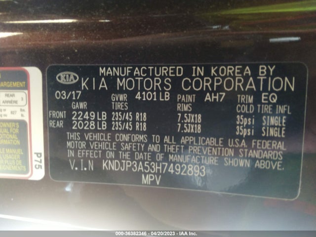 KIA SOUL + 2017 KNDJP3A53H7492893 Image 9