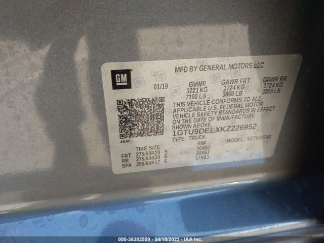 1GTU9DELXKZ226952 GMC Sierra 1500 Slt
