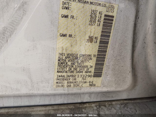 2016 NISSAN ALTIMA 2.5 SV VIN: 1N4AL3AP8GC133290