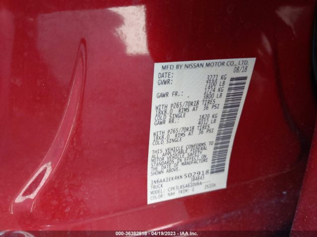 1N6AA1EK4KN502918 Nissan TITAN S