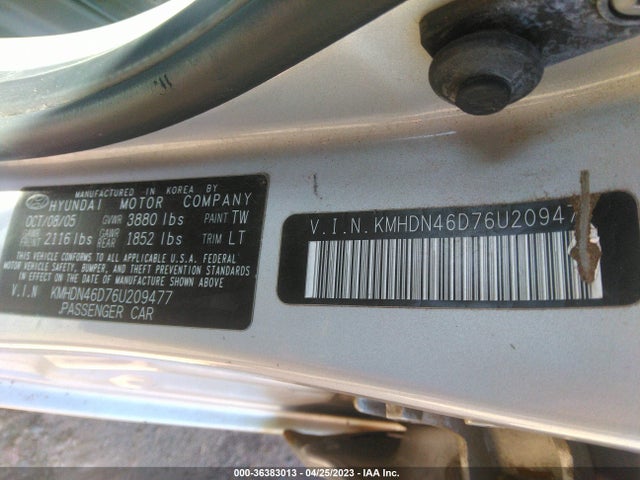 2006 HYUNDAI ELANTRA GLS/LIMITED VIN: KMHDN46D76U209477