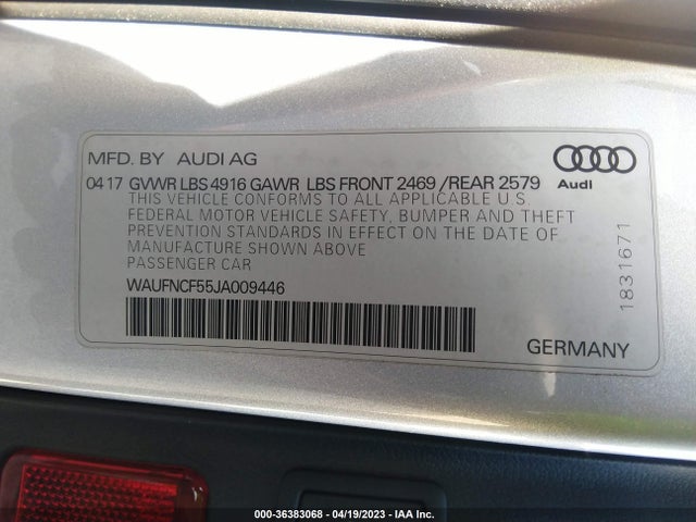 WAUFNCF55JA009446 Audi A5 Sportback Prestige