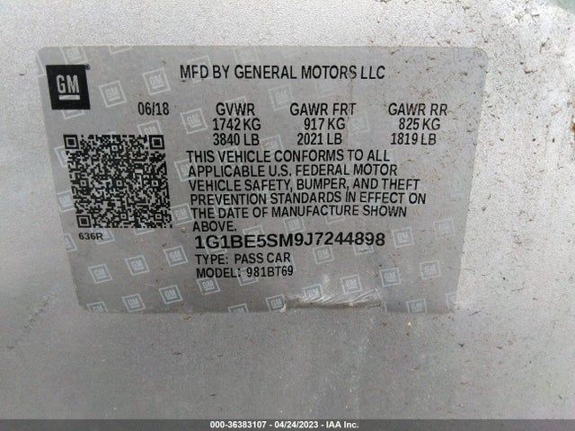 Chevrolet CRUZE LT 2018 1G1BE5SM9J7244898 Image 10