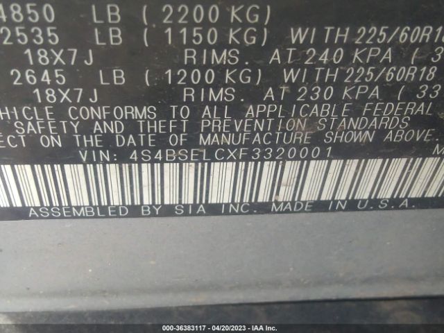 4S4BSELCXF3320001 Subaru Outback 3.6r Limited