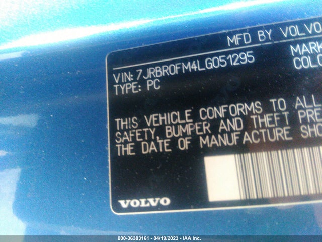 2020 Volvo S60, VIN: 7JRBR0FM4LG051295