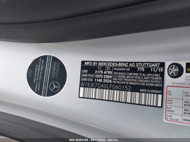 2020 Mercedes-Benz SL-Class, VIN: W1KJK7DA0LF060152
