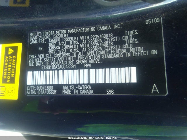 2010 LEXUS RX 350 VIN: 2T2BK1BA3AC013391