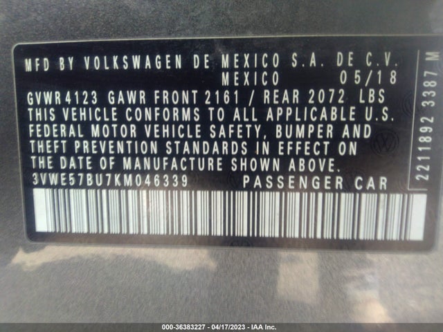 3VWE57BU7KM046339 Volkswagen JETTA SEL