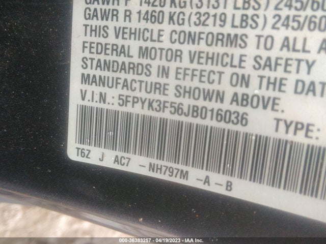 Honda Ridgeline Rtl 2018 5FPYK3F56JB016036 Image 9
