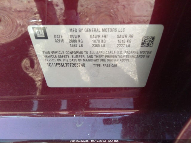 Chevrolet MALIBU LTZ 2015 1G11F5SL7FF263740 Image 11