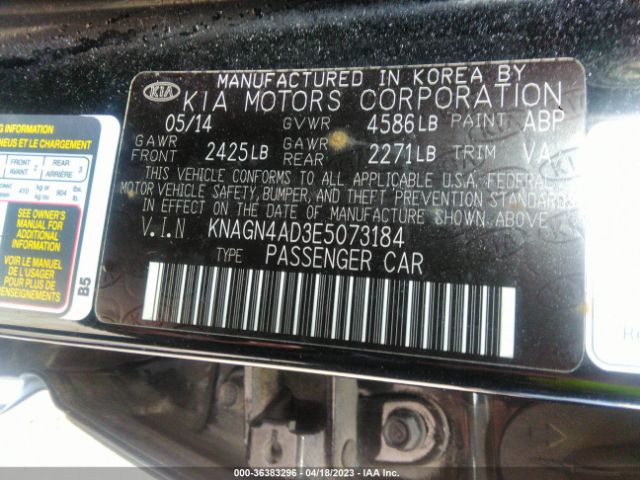 KNAGN4AD3E5073184 KIA Optima Hybrid Ex