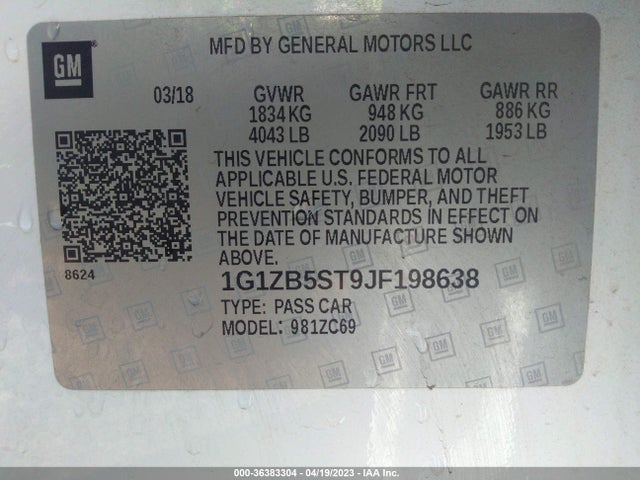 Chevrolet MALIBU LS 2018 1G1ZB5ST9JF198638 Image 9