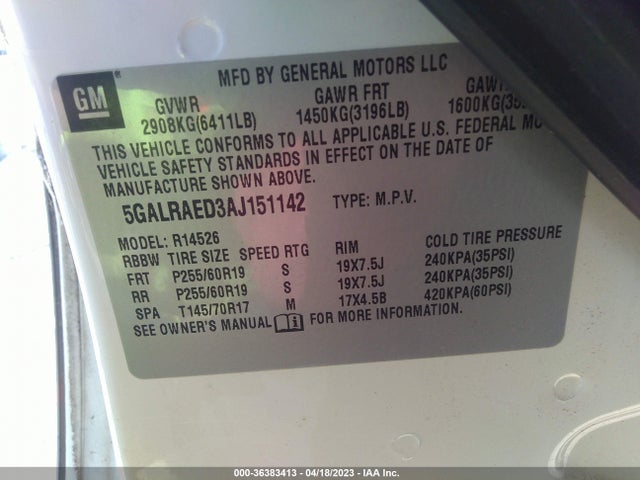 Продаж на аукціоні авто 2010 Buick Enclave Cx, vin: 5GALRAED3AJ151142, номер лоту: 36383413