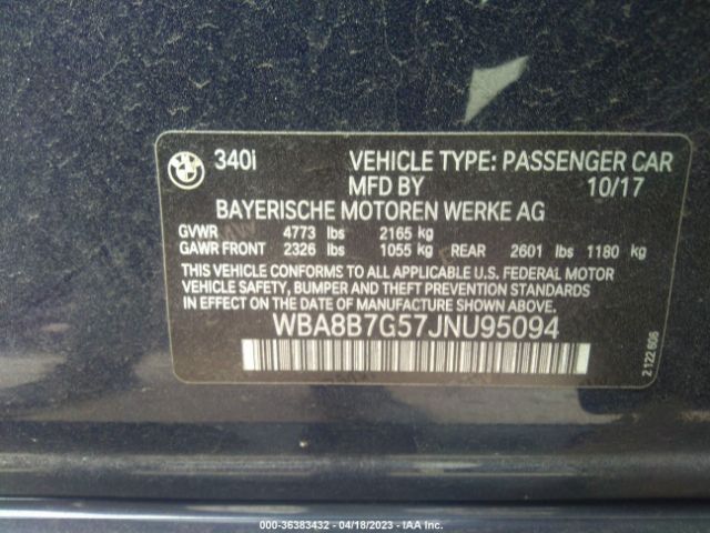 WBA8B7G57JNU95094 BMW 3 Series 340i Xdrive