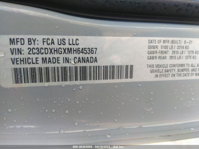 2C3CDXHGXMH645367 Dodge CHARGER GT