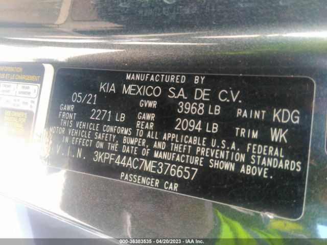 3KPF44AC7ME376657 KIA FORTE GT