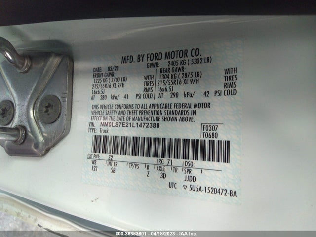 Ford Transit Connect Van Xl 2020 NM0LS7E21L1472388 Image 9
