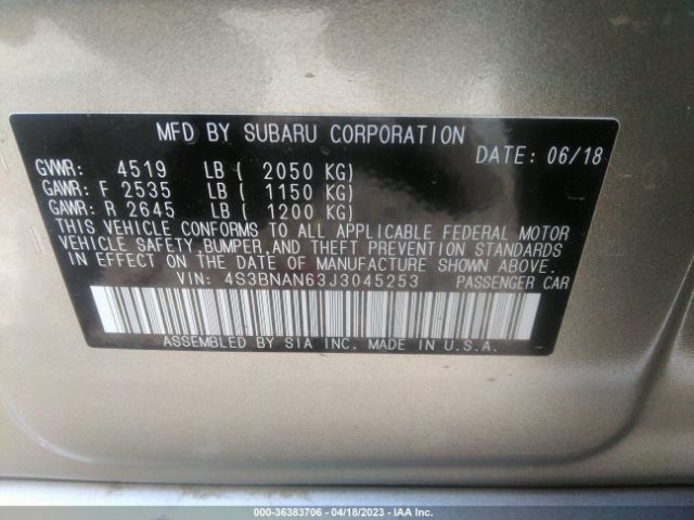4S3BNAN63J3045253 Subaru Legacy Limited