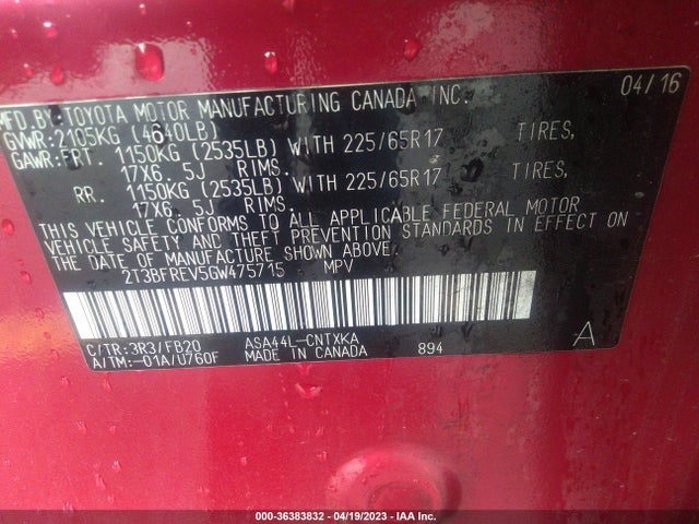 Toyota RAV4 LE 2016 2T3BFREV5GW475715 Image 11