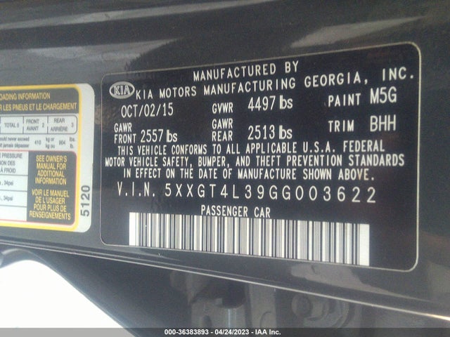 KIA Optima Lx 2016 5XXGT4L39GG003622 Image 10