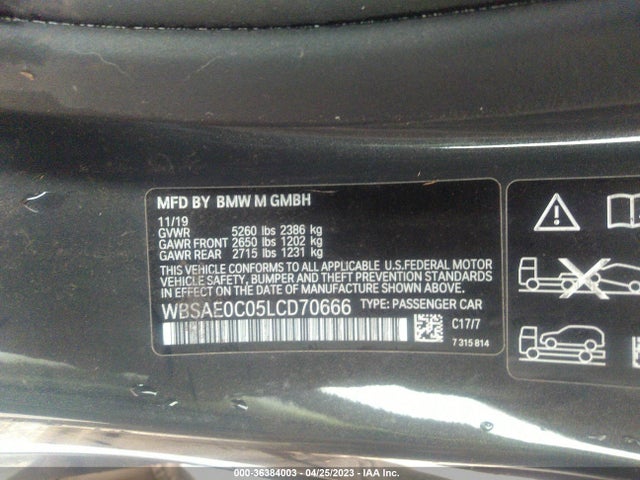 2020 BMW M8, VIN: WBSAE0C05LCD70666
