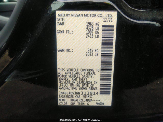 Nissan Altima 2.5 Sv 2022 1N4BL4DV3NN313914 Image 9