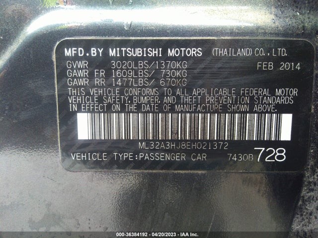 ML32A3HJ8EH021372 Mitsubishi MIRAGE DE