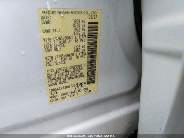 Nissan Titan Xd Sv 2017 1N6AA1F41HN539904 Image 9