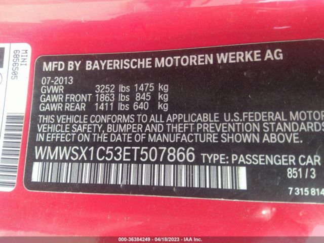 WMWSX1C53ET507866 Mini COOPER COUPE
